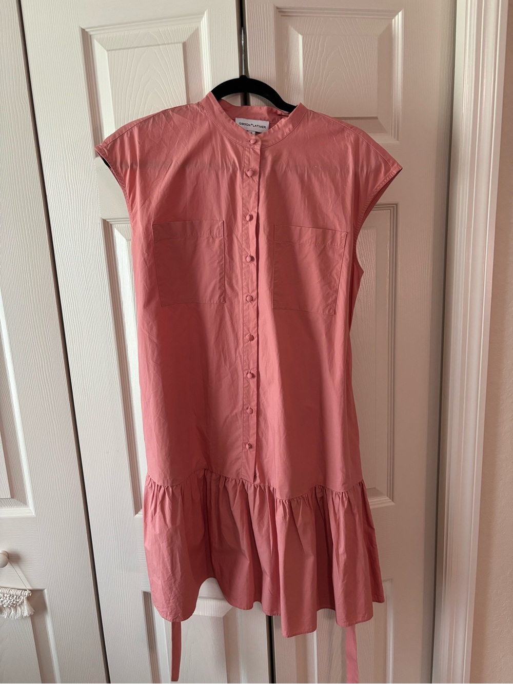 Gibson Latimer Coral Pink Cap-Sleeve Tunic Dress